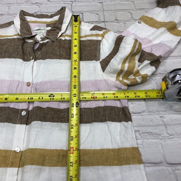 Rachel Zoe Women 100% Linen Button Up Tunic Shirt Top Blouse Size Medium B207 -9 - Picture 4 of 13